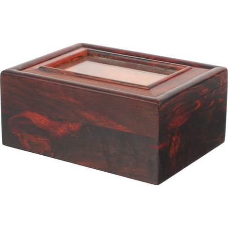 Boîte à Bijoux Petite Boîte de Rangement Vintage en Bois Rouge Couvercle en Verre pour Boucles D'oreilles et Bagues pour Décorer Votre Chambre (1/5)