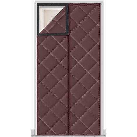 Rideau de porte à fermeture magnétique, occultant, insonorisant, protection contre le froid, 85x210cm (marron) (1/4)