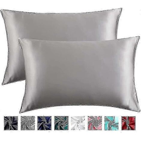 Taie d'oreiller 100 % soie de mûrier pour la santé des cheveux et de la peau, 51 x 76 cm, gris soie