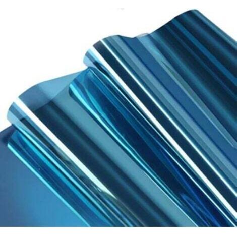 [JAMAIS UTILISÉ] Film miroir, film autocollant pour fenêtre, brise-vue et protection solaire, protection UV à 99 %, bleu argenté, 40 x 200 cm (1/4)