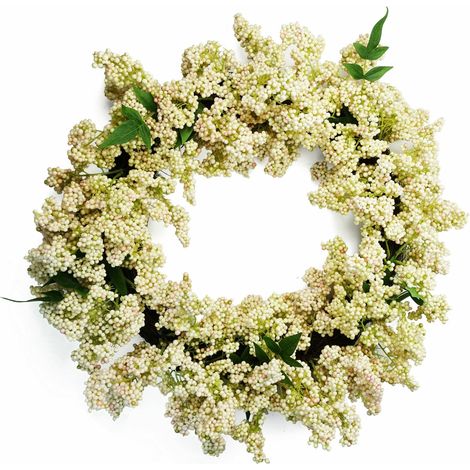 55cm Artificial Hanging White Berries Wreath (1/5)