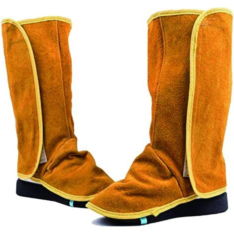 Guêtres de soudage en cuir résistantes à la chaleur - Protection contre la transpiration - 1 paire de guêtres en cuir - Protection contre les flammes - Chaussures de travail - Guêtres de (1/4)