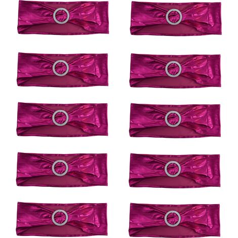 10 Bandes Élastiques pour Chaises, Nœuds Décoratifs Étirables pour Mariage, Banquet, Hôtel - Rouge Rose (1/5)