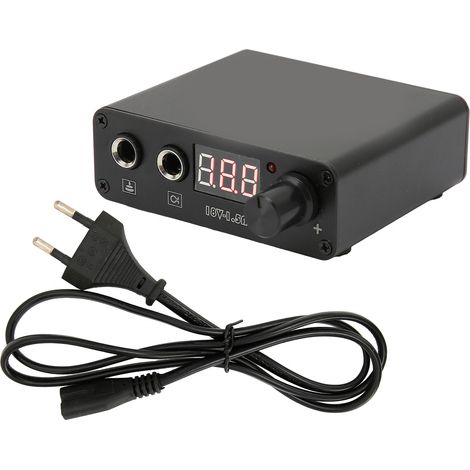 Alimentation de précision pour machine à tatouer, boîtier en alliage d'aluminium noir, écran LED numérique haute précision, pour artistes tatoueurs, fiche UE. (1/5)