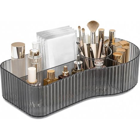 Organizador de maquillaje multifuncional de PET, organizador de cosméticos de gran capacidad y caja de almacenamiento de brochas. (1/4)