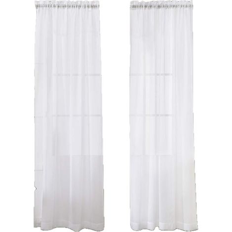 Rideaux de salle de bain : Rideaux en lin semi-transparents à passe-tringle — Alliant intimité et lumière douce — Blanc, 130 x 150 cm (Lot de 2) (1/5)