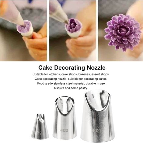 Lot de 3 douilles à pâtisserie en acier inoxydable pour biscuits et gâteaux. (1/5)