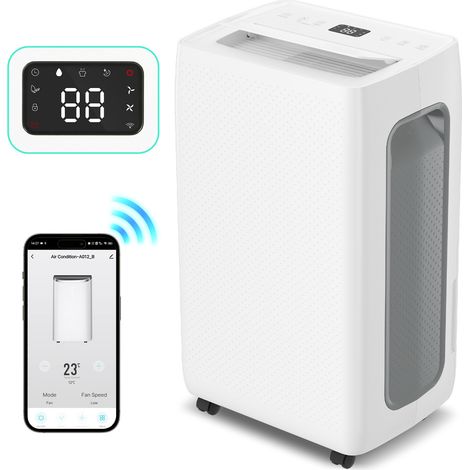 TolleTour Mobile Luftentfeuchter 26L/Tag WiFi mit 2 Geschwindigkeiten, Raumentfeuchter 43dB, Lufttrockner inkl. 4L Wassertank & 24H Timer Entfeuchter, Dehumidifier (1/2)