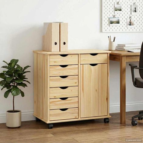 Gabinete rodante con rueda Marrón 63,5 x 39 x 65,5 cm