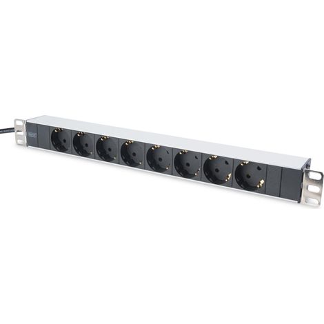 Multipresa PDU da 19" per rack, 8 prese Schuko, 2,0 m, 1 spina Unischuko, 16 A, alluminio DN-95401 (1/4)