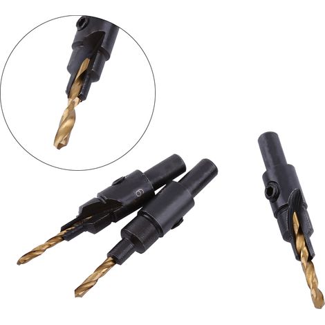 Satz von 5 HSS 1/4" Fasenfräsern für Holz, Rundschaft, professionelles Bohrset.