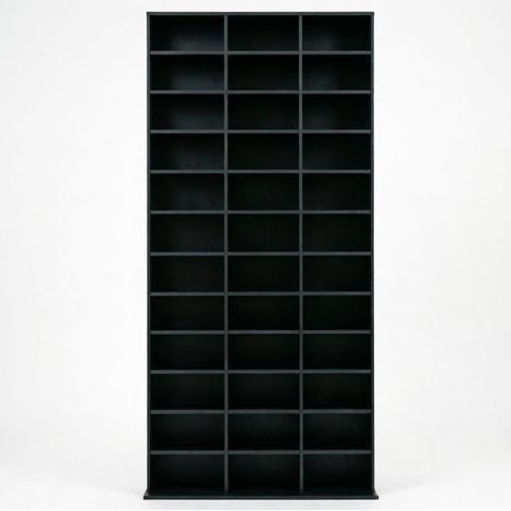 Estantería multimedia vertical negra de MDF para CD y DVD, 102 x 23,5 x 195 cm (1/5)