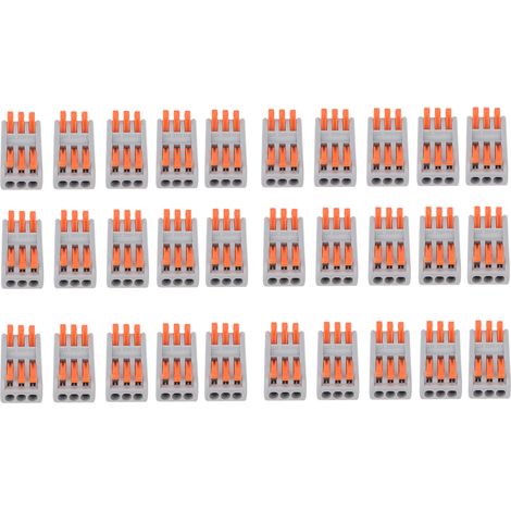 Packung mit 30 Hebelverbindern für 3-adrige Drähte, kompakte Verbinder zum Verbinden von Drähten mit einem Durchmesser von 0,08 bis 4 mm² (1/5)