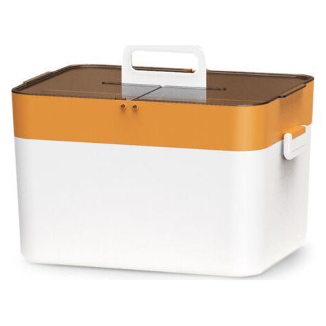 BUNTHAUS Boîte de rangement en plastique portative à double couche, boîte de rangement à rabat, médicaments en couches (1/5)