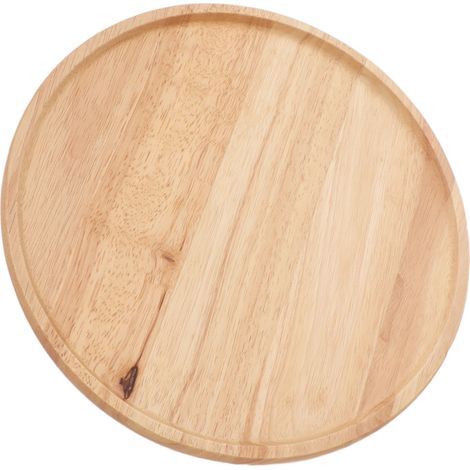 Plateau rond en bois de 30 cm, style simple, plateau de service stable pour le petit-déjeuner, les pizzas, les fruits et les en-cas (1/5)