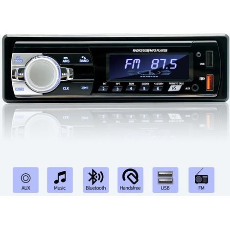 Autoradio Bluetooth 5.0 - BIQIQI - 1 Din - 7 Couleurs Éclairage - 4x65W (1/4)