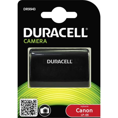 Duracell DR9943 - Batterie d'appareil photo numérique 7,4 V, 1400 mAh (remplace la batterie d'origine de Canon LP-E6), noir