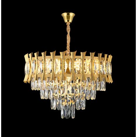 Lustre Cristal Nobile 5XE14 Diametre 40 Dore Hauteur Reglable (1/2)