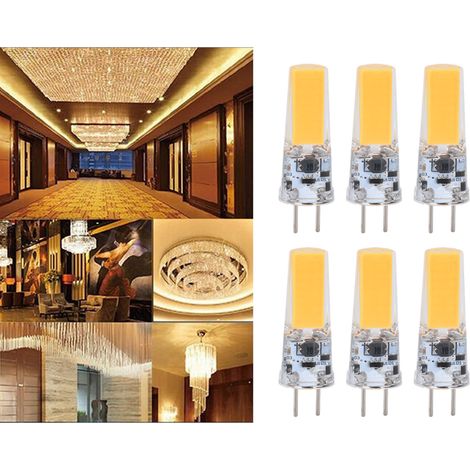 Ampoule LED COB GY6.35 5W, 500 lm, idéale pour les suspensions, les plafonniers, les appliques murales et les lampes de table. Lot de 6. Blanc chaud. (1/5)