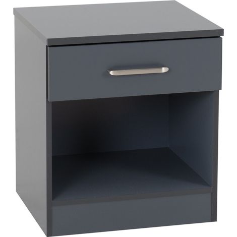 Dakota 1 Drawer Bedside - L36 x W40 x H46 cm - Dark Grey