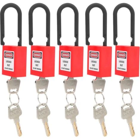 Sets 38-mm-Nylon-Staubschutz-Sicherheitsschlösser für Industrieanlagen, Rot (1/5)