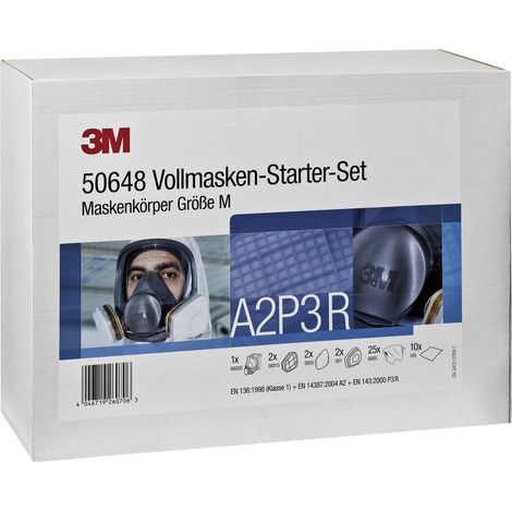 3M 50648 Kit respiratore a maschera pieno facciale A2 P3 R Dimensione: M EN 136, EN 143, EN 14387 DIN 136, DIN 143, DIN