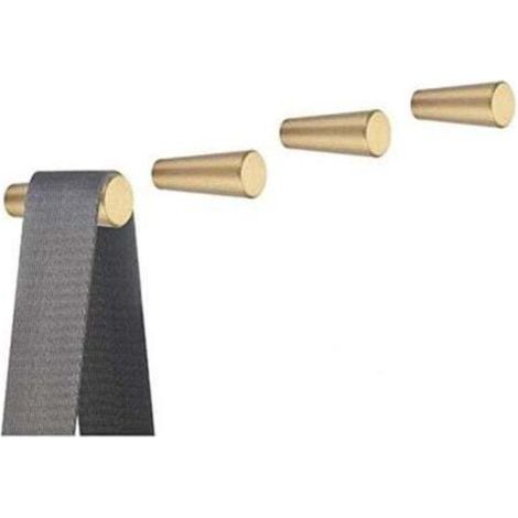 Set of 4 Brushed Brass Wall Hooks, 40 mm x 15 mm, Gold Towel and Coat Hooks for Bathroom, Coat Rack, Towel Hangers (1/4)