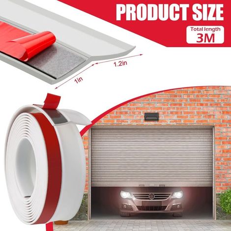 Guarnizione per porta da garage, in PVC multiuso resistente alle intemperie, facile da tagliare, non trattiene lo sporco, protezione dagli agenti atmosferici, con chiodi (bianca, 300 cm) (1/4)