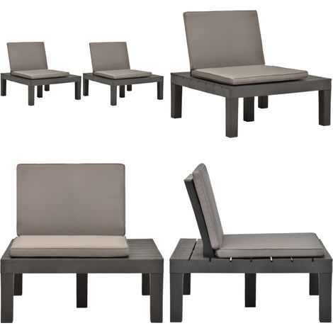 Chaises de salon de jardin et coussins 2pc Plastique Anthracite - Chaise De Jardin - Fauteuil De Jardin - Mobilier De Jardin - Chaises En Plastique - Chaises D'extérieur - Home & Living (1/5)