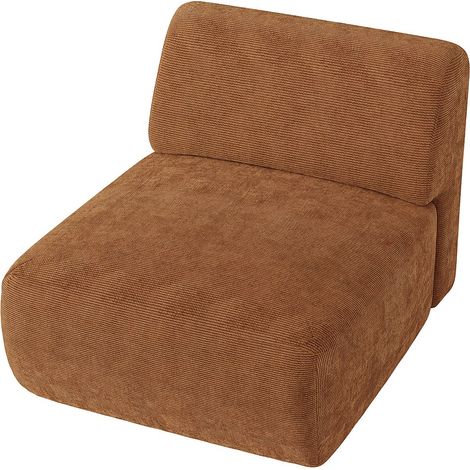Module fauteuil en velours côtelé fines côtes terracotta POGNI de Maison Céphy (1/2)