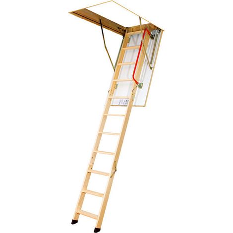 Matisère – Échelle escamotable en bois – Trémie 60 x 130cm – Hauteur 2.46 à 3.05m – Marches antidérapantes 80mm – LWK601303