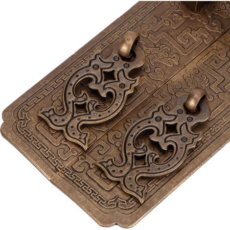Ensemble de poignées de porte style chinois, poignées en cuivre antique, accessoires pour armoire et placard (1/5)