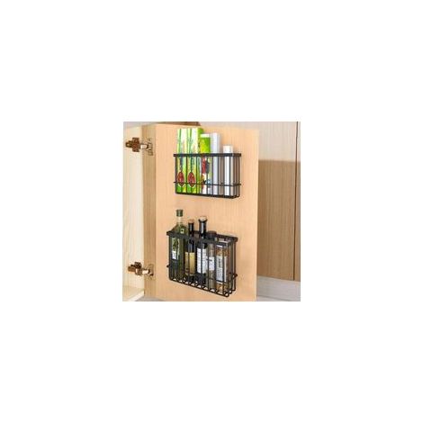 Lot de 2 boîtes de rangement adhésives pour portes d'armoires de cuisine, pour rangement mural, pour armoire, salle de bain, réfrigérateur, pour divers articles (noir) (1/4)