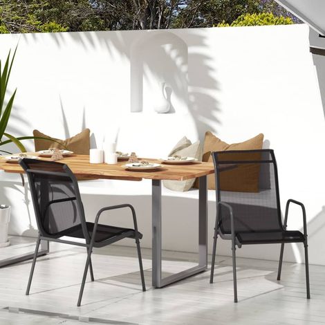Chaises/Fauteuils de jardin 2 pcs Acier et textilène Noir -TF29387 (1/5)