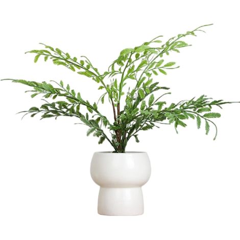 Bouquet de fleurs artificielles, fleurs en plastique longue durée, pot rond décoratif + palmier queue de poisson (1/2)