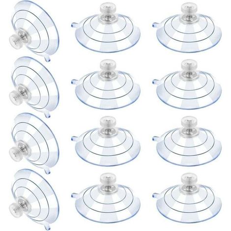 12 grandes ventouses, ventouses en plastique, ventouse anti-collision transparente, écrou à vis en caoutchouc, ventouse en métal, remplacement en PVC transparent solide avec écrou à vi (1/4)