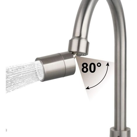 Mousseur Robinet de Cuisine 2 Modes Filtre Adaptateur Économiseur d'eau avec 5 Adaptateurs (80 Degree Angle Swivel-22 Female Thread-Brushed Nickel)