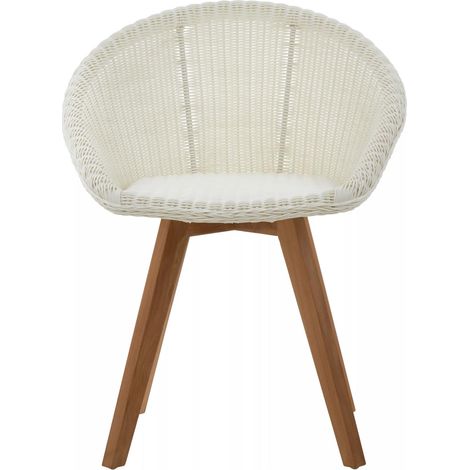 Interiors by Premier White Rattan Indoor chair with Wood legs Finish, Artistic Faux Chair for Living Room, Outdoor Chair (1/5)