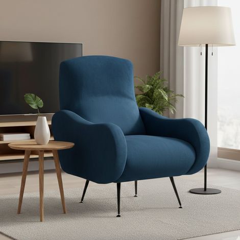 Butaca Lasnigo, Sillón con Brazos, Soporta 90 kg Made in Italy, Estructura de Madera, 70x100x98h cm azul (1/5)