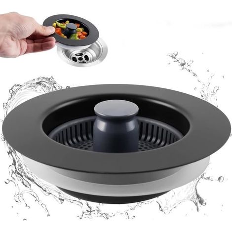 Bouchon Evier Cuisine,Crépine Universelle Acier Inoxydable,Bouchon Panier Pop-Up,Combiné Filtre Evier,Anti-Blocage,Anti-Odeur (1/4)