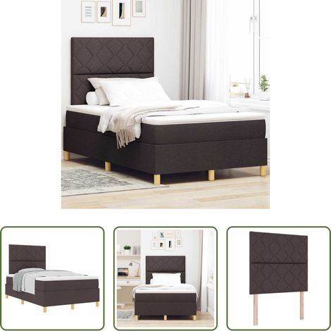 Matratze - Boxspringbett mit Matratze Dunkelbraun 120 x 200 cm Stoff (1/5)