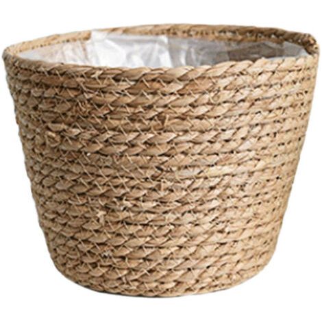 Panier de Jardinière/Pots de Fleurs Tressé en Jonc de Mer, Seagrass Planteur de Plante Tissé à Main avec Doublure en Plasti (1/4)