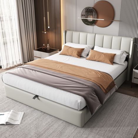 letto contenitore 160x200 LED USB testiera regolabile OKMYHOME (1/5)