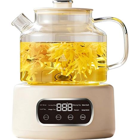 Bollitore da 1,2 l in vetro borosilicato con controllo digitale della temperatura e timer 24 ore. Ideale per tè, stufati e dessert. (1/5)