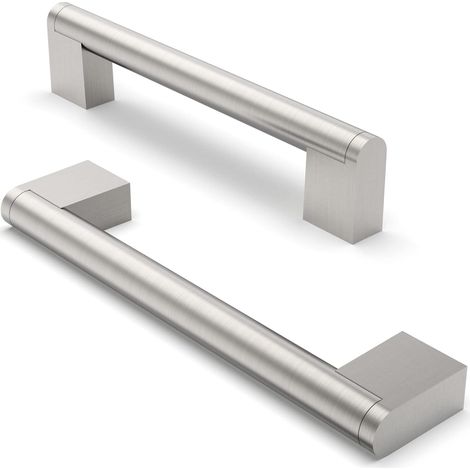 2 Möbelgriffe, 192 mm Lochabstand, Edelstahl-Möbelgriffe, Schrankgriffe, Schrankgriffe aus gebürstetem Nickel