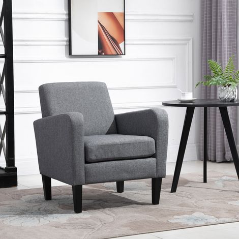 Sillón tapizado de poliéster gris claro con patas de madera 66x72x74 cm