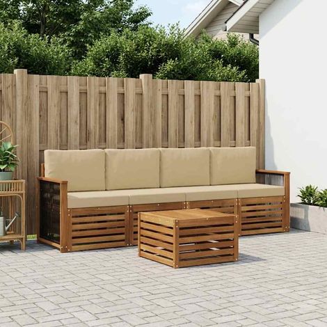 vidaXL Outdoor-Sofagarnitur 5 pcs Natur und Beige Massivholz Akazie (1/5)