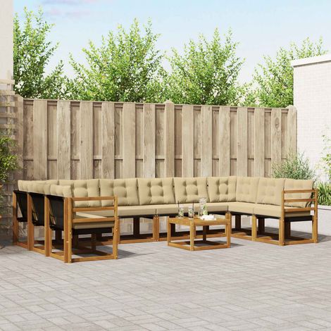 vidaXL Outdoor-Sofagarnitur mit Kissen 11 pcs Natur und Beige (1/5)