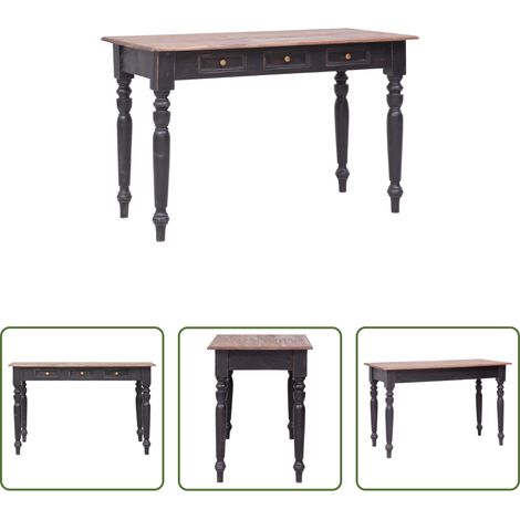 Bureau vintage - Bureau avec 3 tiroirs 117x57x75 cm bois d'acajou massif (1/5)