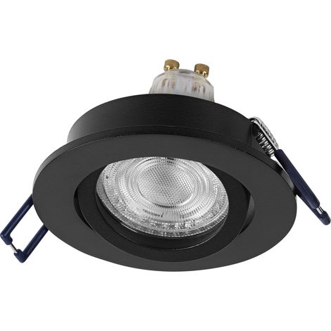 Spot Set Spot LED encastrable 4,5 W noir, blanc chaud 2700 K, aluminium, fixation par clic pivotant, lot de 3 (1/4)